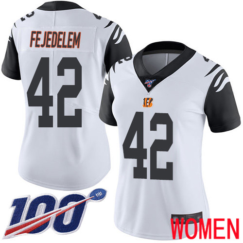 Cincinnati Bengals Limited White Women Clayton Fejedelem Jersey NFL Footballl #42 100th Season Rush Vapor Untouchable